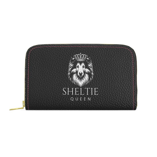 Leather Zip Purse Sheltie Queen Black - Sheltie Connect