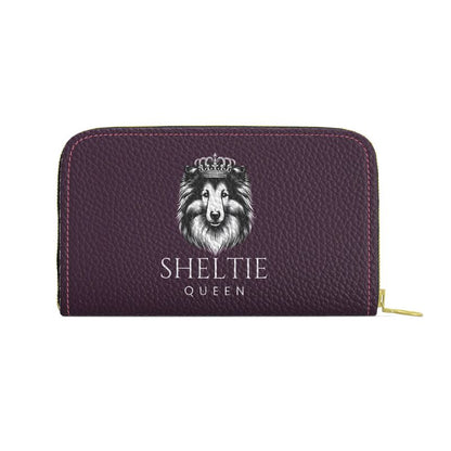 Leather Zip Purse Sheltie Queen Purple - Sheltie Connect