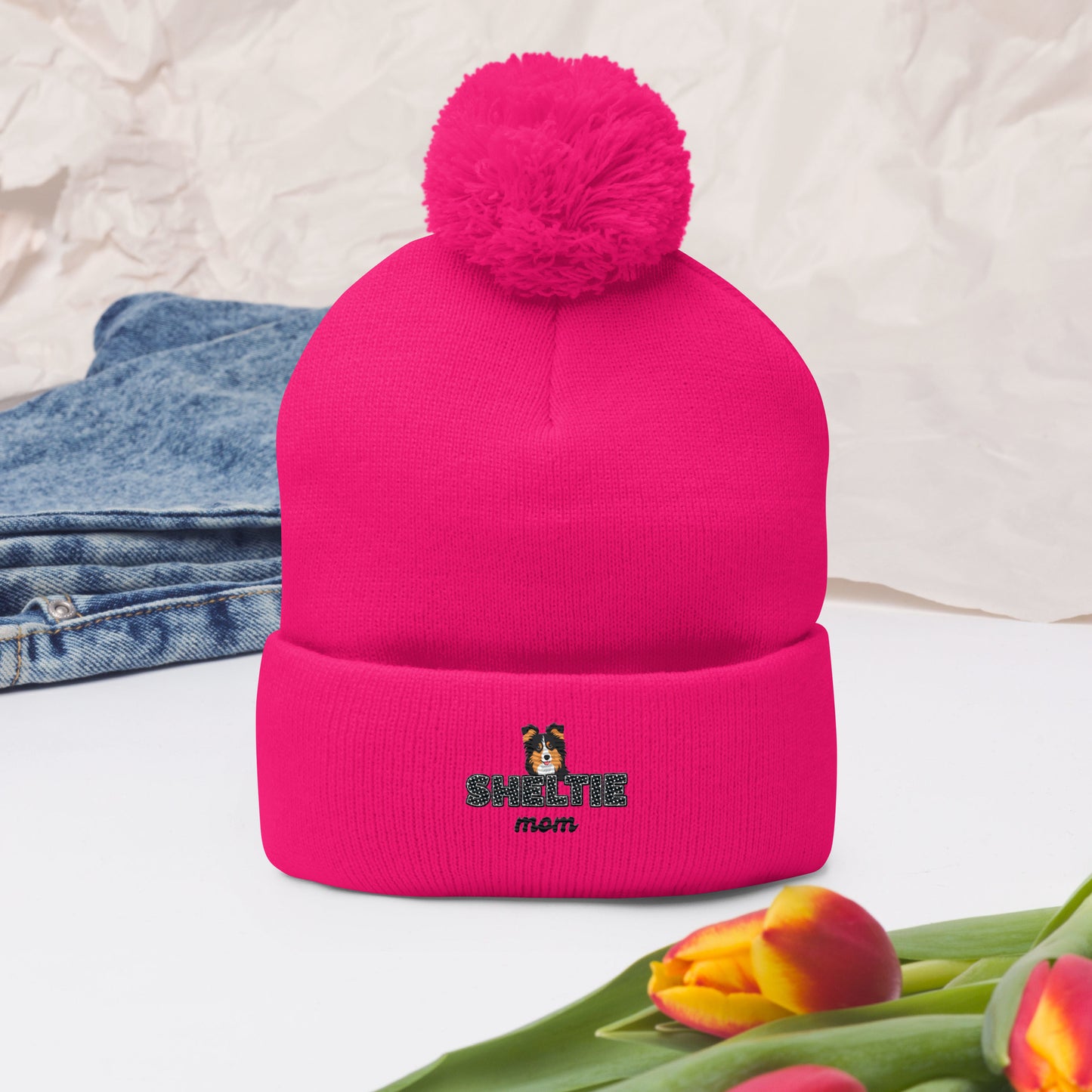 Pom-Pom Beanie Tricolor