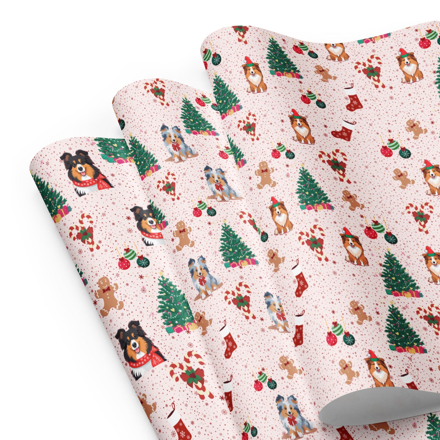 Wrapping paper sheets Blue merle, Tricolor, Sable